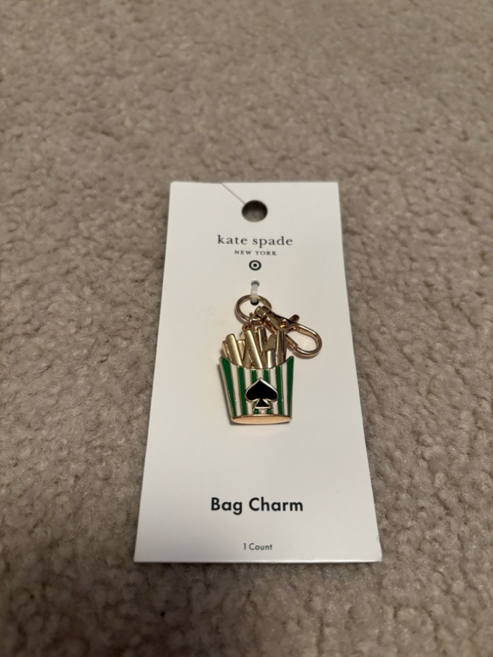 kate spade green & gold fries bag charm